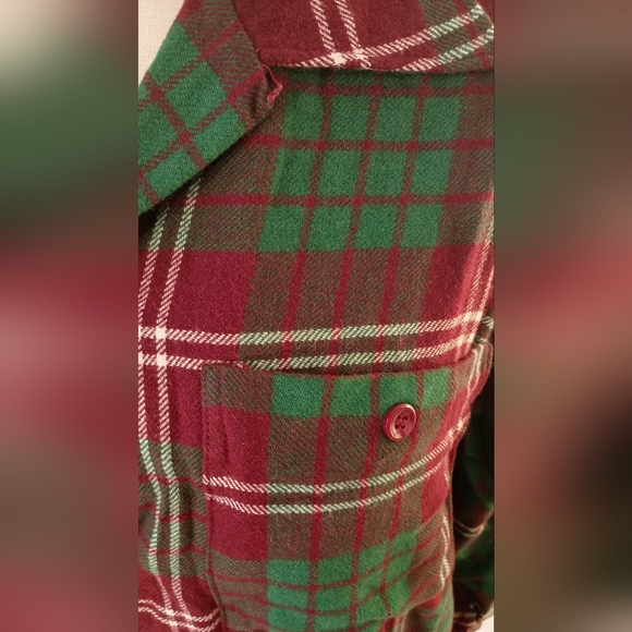 Vtg Festive Plaid Wool Button-Down Shirt - Picture 3 of 4